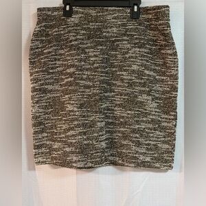 LOFT OUTLET BROWN TWEED WOVEN PATTERNED SKIRT SIZE L
